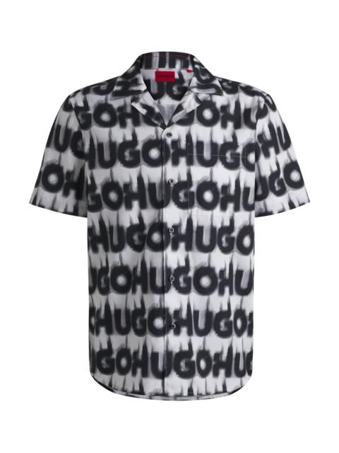 HUGO RELAXED-FIT SHIRT IN COTTON WITH SMOKE-LOGO PRINT