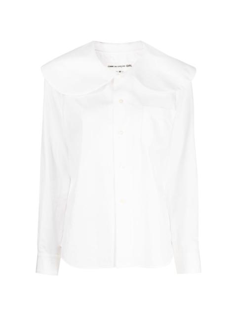 oversize-collar cotton blouse