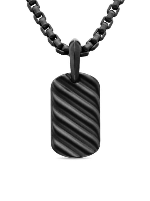 DAVID YURMAN Men's Sculpted Cable Tag Pendant In Titanium - Black