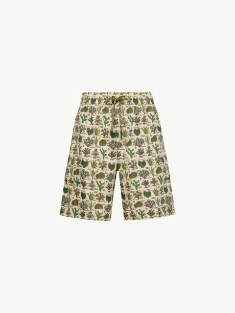 Moncler Grenoble Botanical Print Cotton Blend Shorts