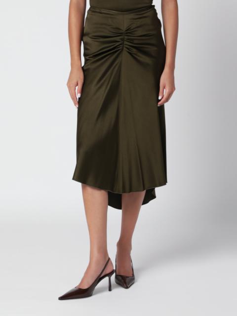 Victoria Beckham Bella green crepe satin midi skirt