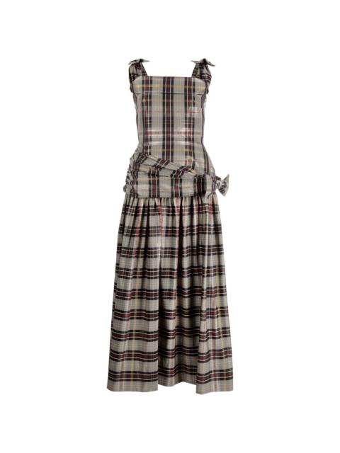 Molly Goddard bow-detail tartan check maxi dress