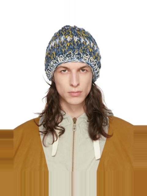 NICHOLAS DALEY Blue & Yellow Hand-Knit Beanie