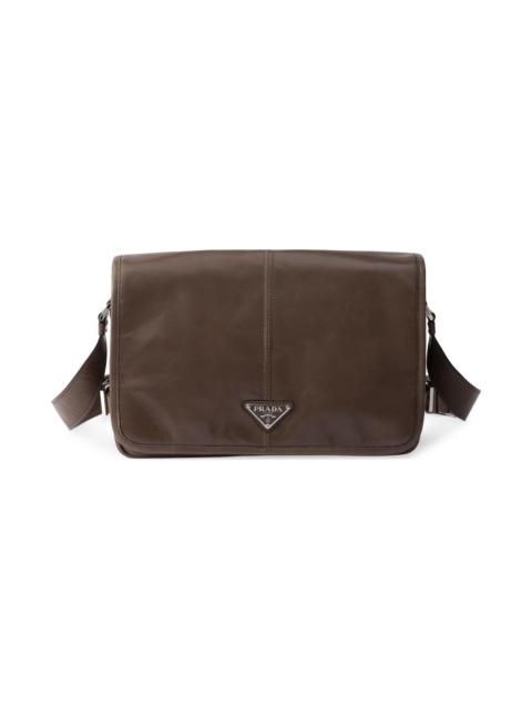 Prada Men's Leather Shoulder Bag - Medium Brown