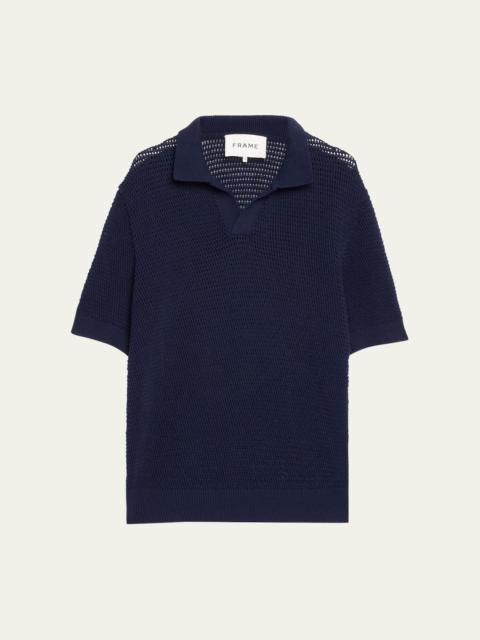 FRAME Men's Cotton-Silk Polo Sweater