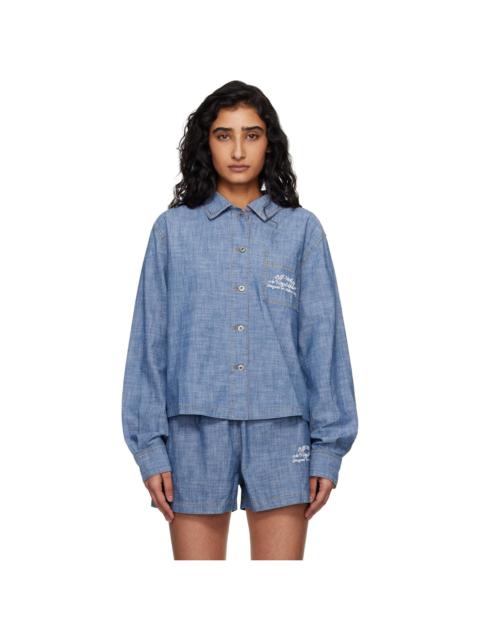 Off-White Blue Chambray Pajama Shirt
