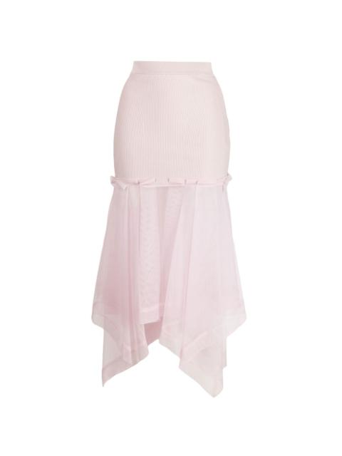 high-waisted tulle midi skirt