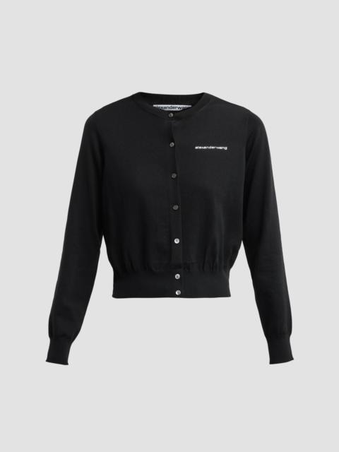 Alexander Wang Women's Hotfix Logo Crewneck Cardigan - Black