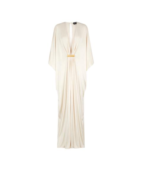 SATIN STRETCH JERSEY DEEP V-NECK KAFTAN