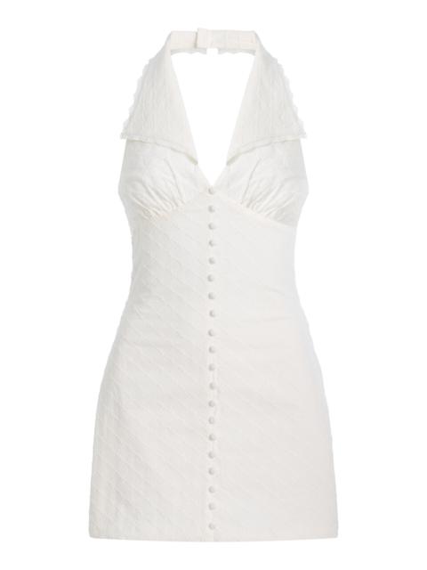 Mirror Palais Collared Cotton Mini Dress white
