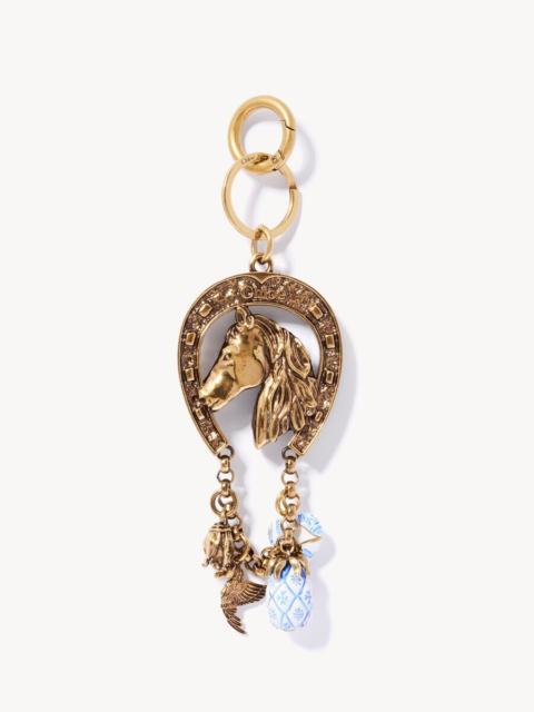 Chloé CHLOÉ SYMBOLS HORSESHOE & JEWELS KEY RING BAG CHARM IN BRASS