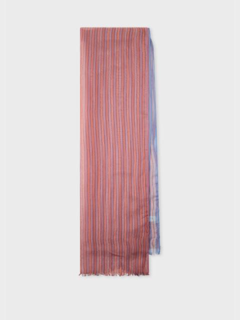 Paul Smith Red 'Mixed Stripe' Silk-Blend Scarf