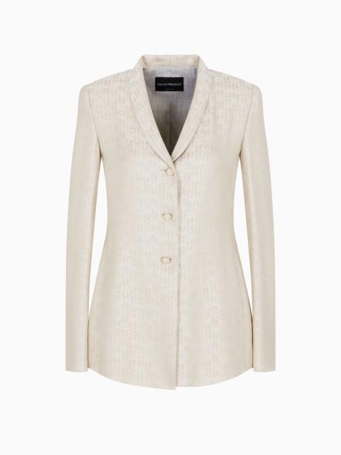 EMPORIO ARMANI Chevron-motif viscose crêpe jacket with an opening at the back