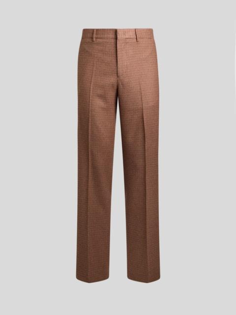 Etro STRAIGHT-LEG WOOL AND CASHMERE TROUSERS WITH FEATHERS AND MICRO HOUNDSTOOTH PATTERN