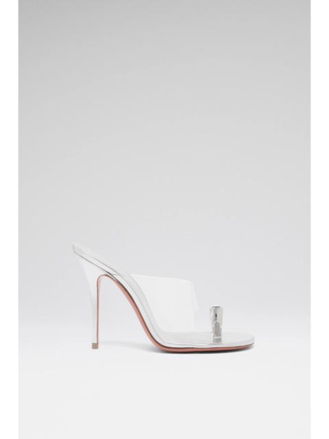 Amina Muaddi JUSTINE SLIPPER 105 SILVER MIRROR TRANSPARENT PVC AND SILVER TOE RING