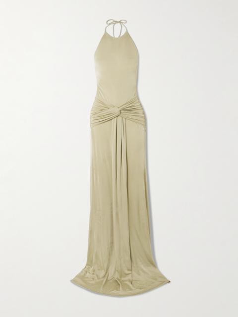 THE NEW ARRIVALS ILKYAZ OZEL Euphorie Open-back Gathered Stretch-jersey Gown