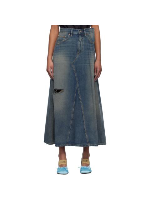 MM6 Maison Margiela Blue Darting Denim Midi Skirt