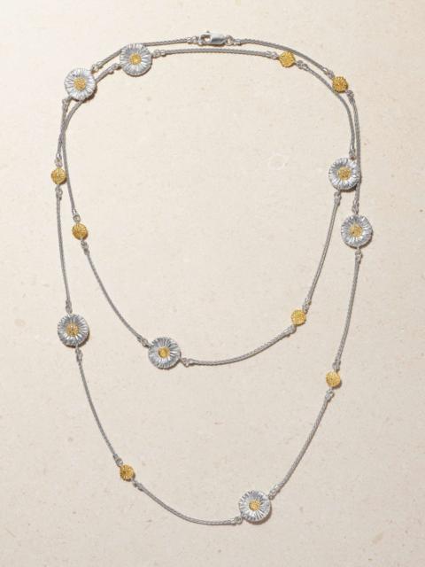 Buccellati Blossoms rhodium-plated sterling silver and gold vermeil diamond necklace