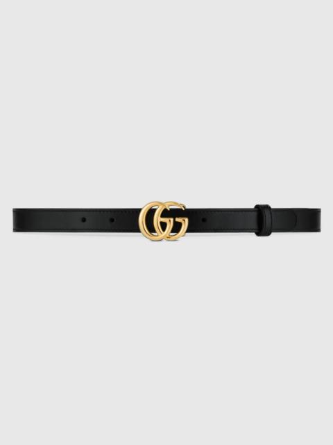GUCCI GG Marmont thin leather belt with shiny buckle