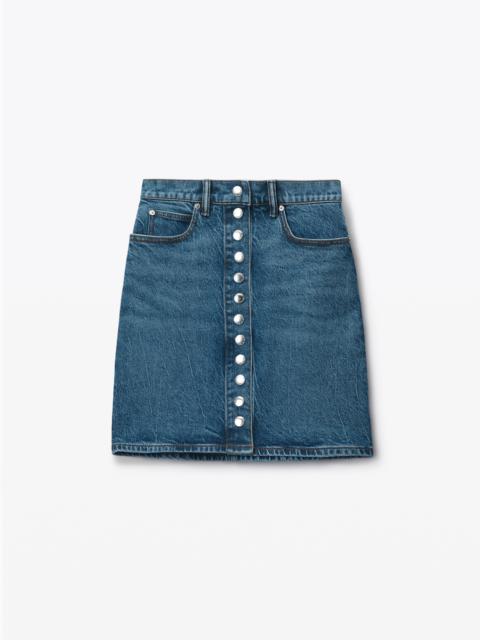 high-waist miniskirt in comfort stretch denim