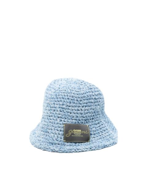 GANNI Denim Handknit bucket hat
