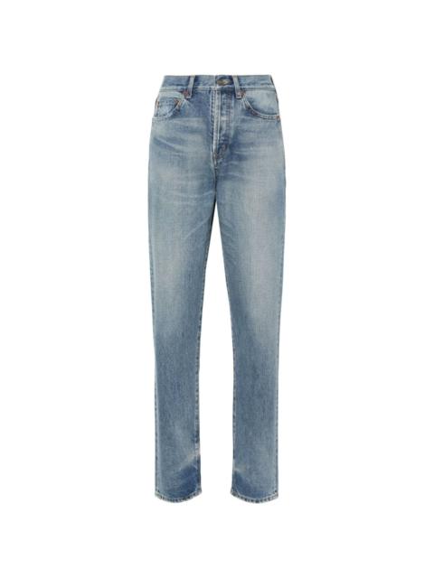 SAINT LAURENT distressed high-waisted jeans