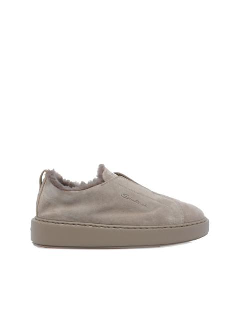 Santoni round-toe suede sneakers
