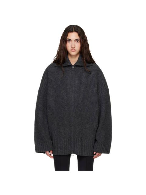 The Frankie Shop Gray Veda Oversized Zip-Up Cardigan