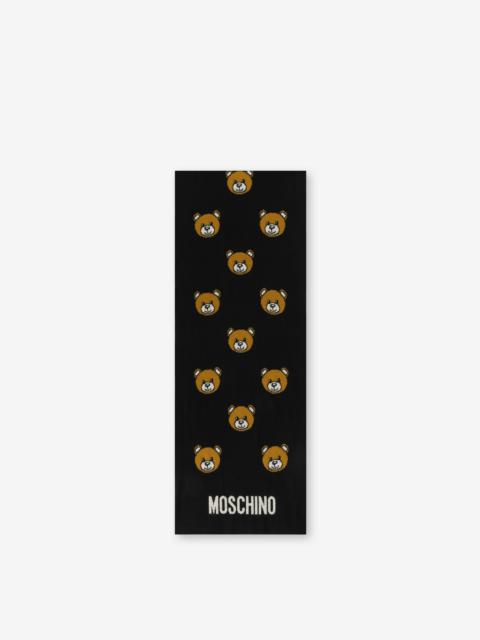 Moschino WOOL MIX SCARF ALLOVER TEDDY BEAR