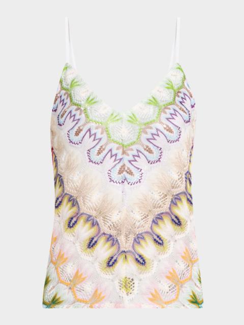 Missoni V-Neck Backless Crochet Knit Tank Top