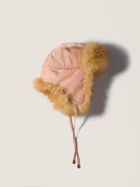 Miu Miu Technical fabric and faux fur trapper hat