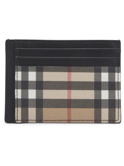 Burberry Burberry Vintage Check and Leather Money Clip Card Case 3 Slot Archive Beige