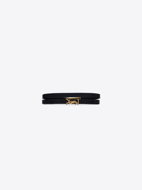 SAINT LAURENT opyum double wrap bracelet in leather and metal