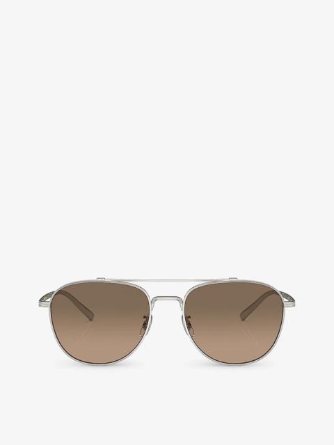 Oliver Peoples OV1335ST Rivetti pilot-frame titanium sunglasses