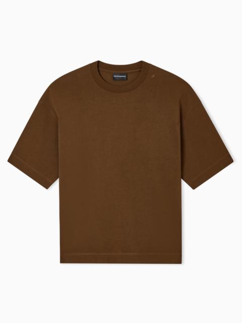 EMPORIO ARMANI OVERSIZED HEAVY JERSEY T-SHIRT WITH MICRO EAGLE EMBROIDERY