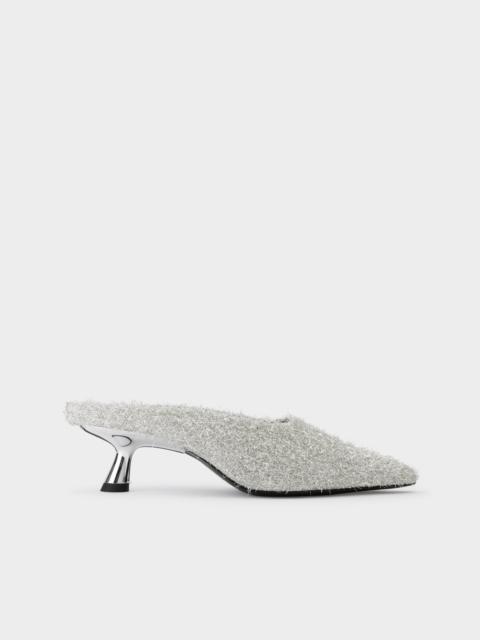 SIMONMILLER Tinsel Pointed Gala Mule In Silver