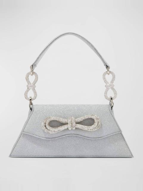 MACH & MACH Samantha Medium Double Bow Glitter Top-Handle Bag