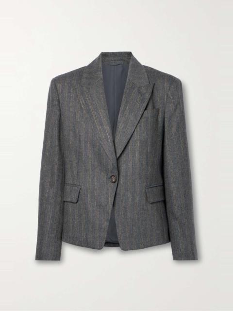 Brunello Cucinelli Striped metallic wool-blend blazer