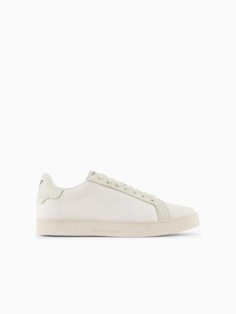 EMPORIO ARMANI Nylon sneakers with jacquard all-over eagle