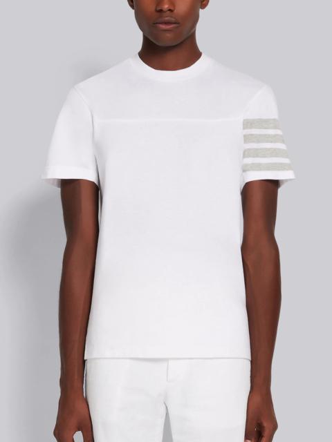 Thom Browne White Cotton Jersey 4-Bar Short Sleeve Yoke Seam Tee