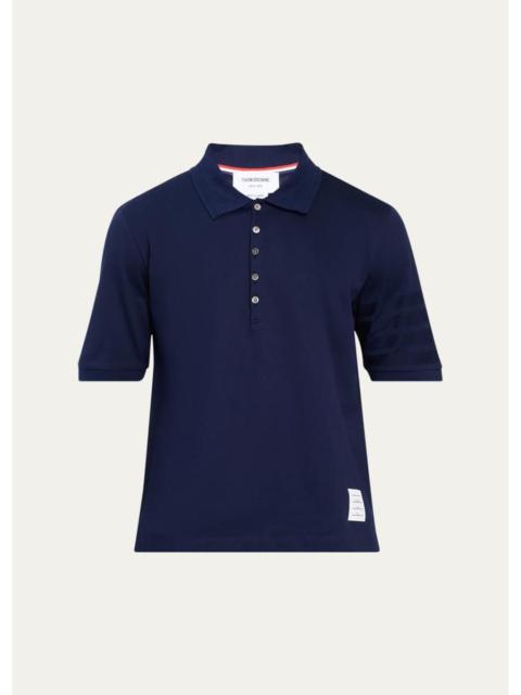 Thom Browne Men's Cotton 4-Bar Sleeve Name Applique Polo Shirt