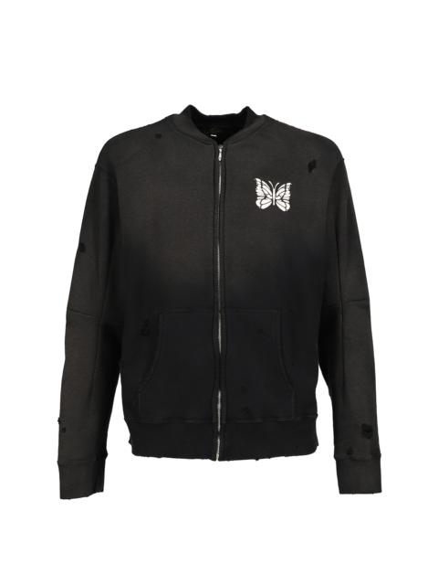 NEEDLES DECONSTRUCTED ZIPPED SWEAT / BLK