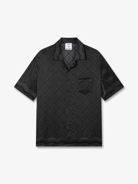 CASABLANCA Black Radiating Monogram Short Sleeve Silk Shirt