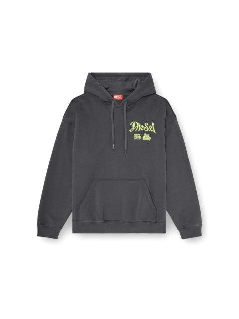 Diesel COTTON HOODIE WITH FLOCKED GRAPHICS