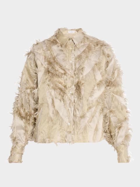 Brunello Cucinelli Fringed Fil Coupe Jacquard Bomber Jacket