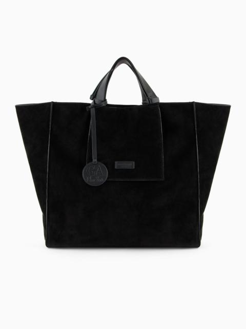 GIORGIO ARMANI Suede and leather shopper bag