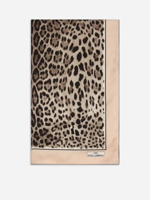 Leopard-print twill scarf (90 x 90)