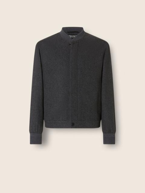 ZEGNA DARK GREY MULTIMÉLANGE OASI CASHMERE ELEMENTS BOMBER