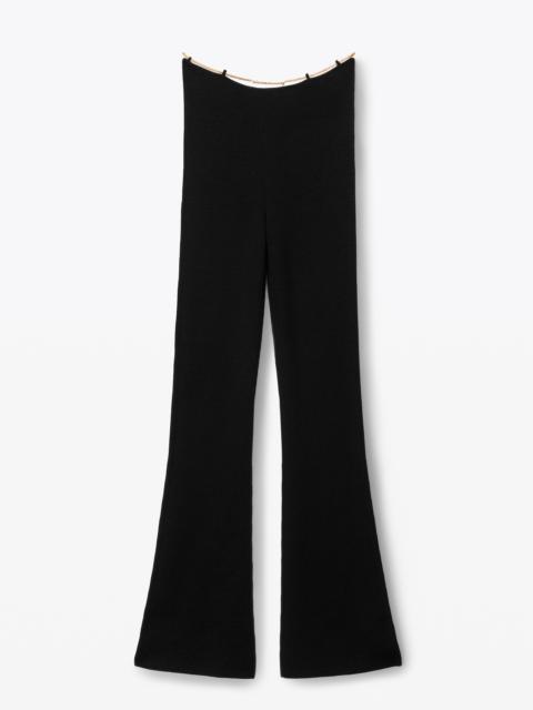 ribbed merino wool bootcut pant with logo nameplate