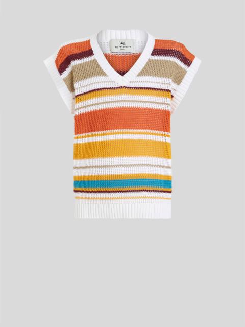 Etro STRIPED CROCHET JACQUARD WAISTCOAT